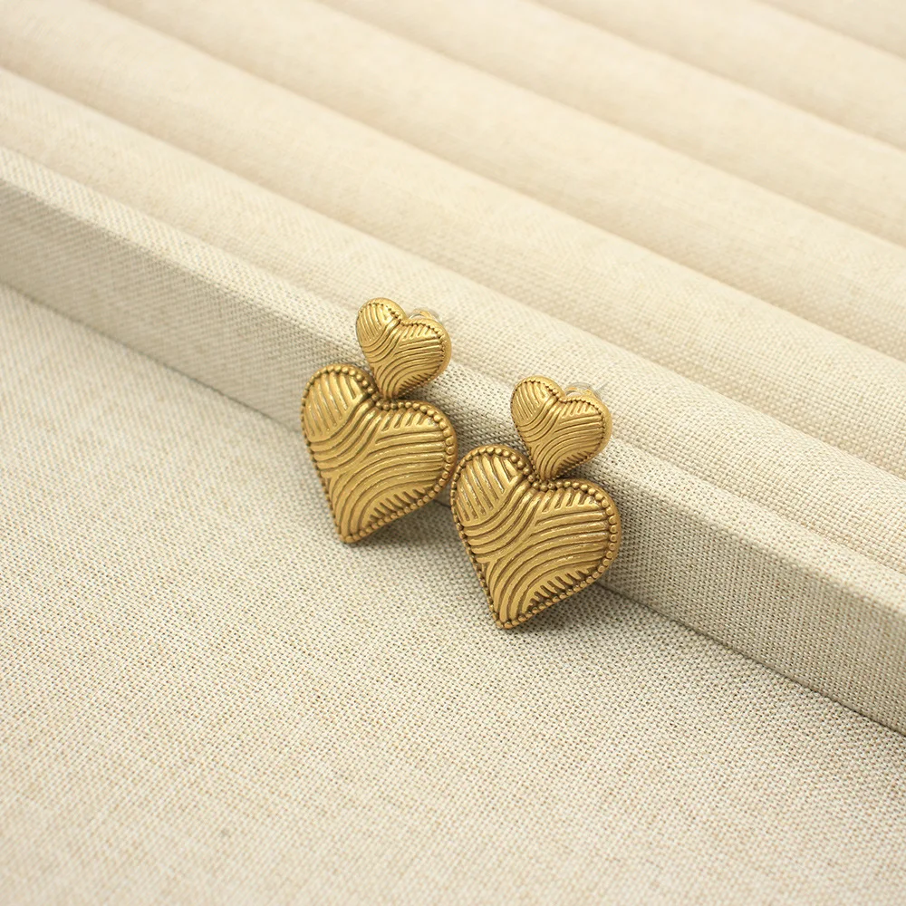 

Серьги из медного сплава My Heart, серьги-гвоздики с двойным сердцем, нишевые серьги во французском стиле для женщин