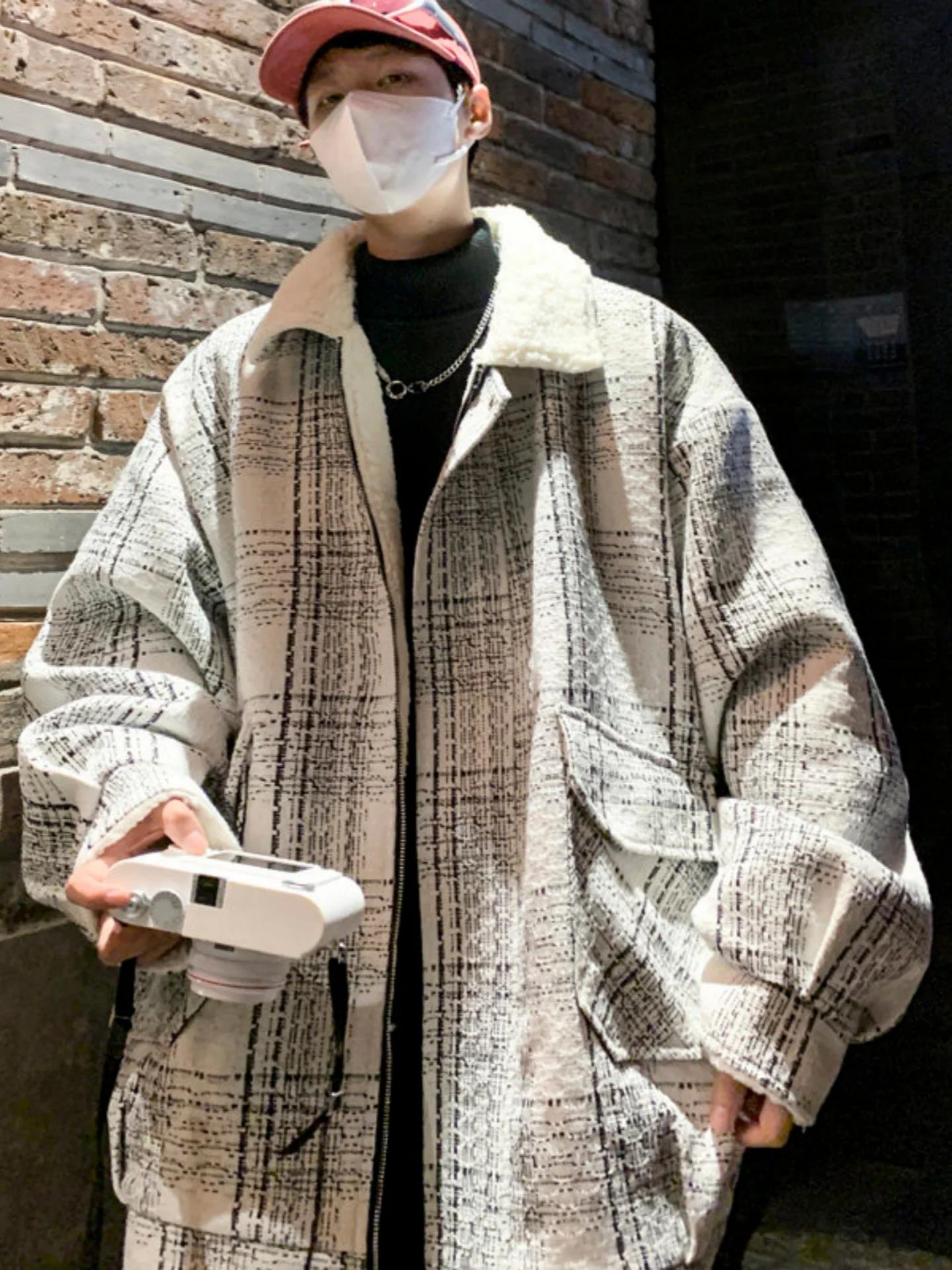 

Мужская зимняя куртка с воротником из овечьей шерсти, утепленная, повседневная, ветрозащитная, теплая, хлопковая, модная, свободного кроя, стандартной длины