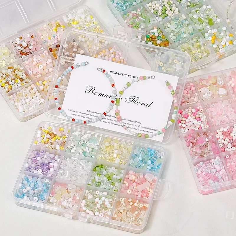 

[YU]Summer Ice Cream Soda Color Glass Rice Beads Mixed Color Diy Handmade Beaded Bracelet Necklace Jewelry Material Package