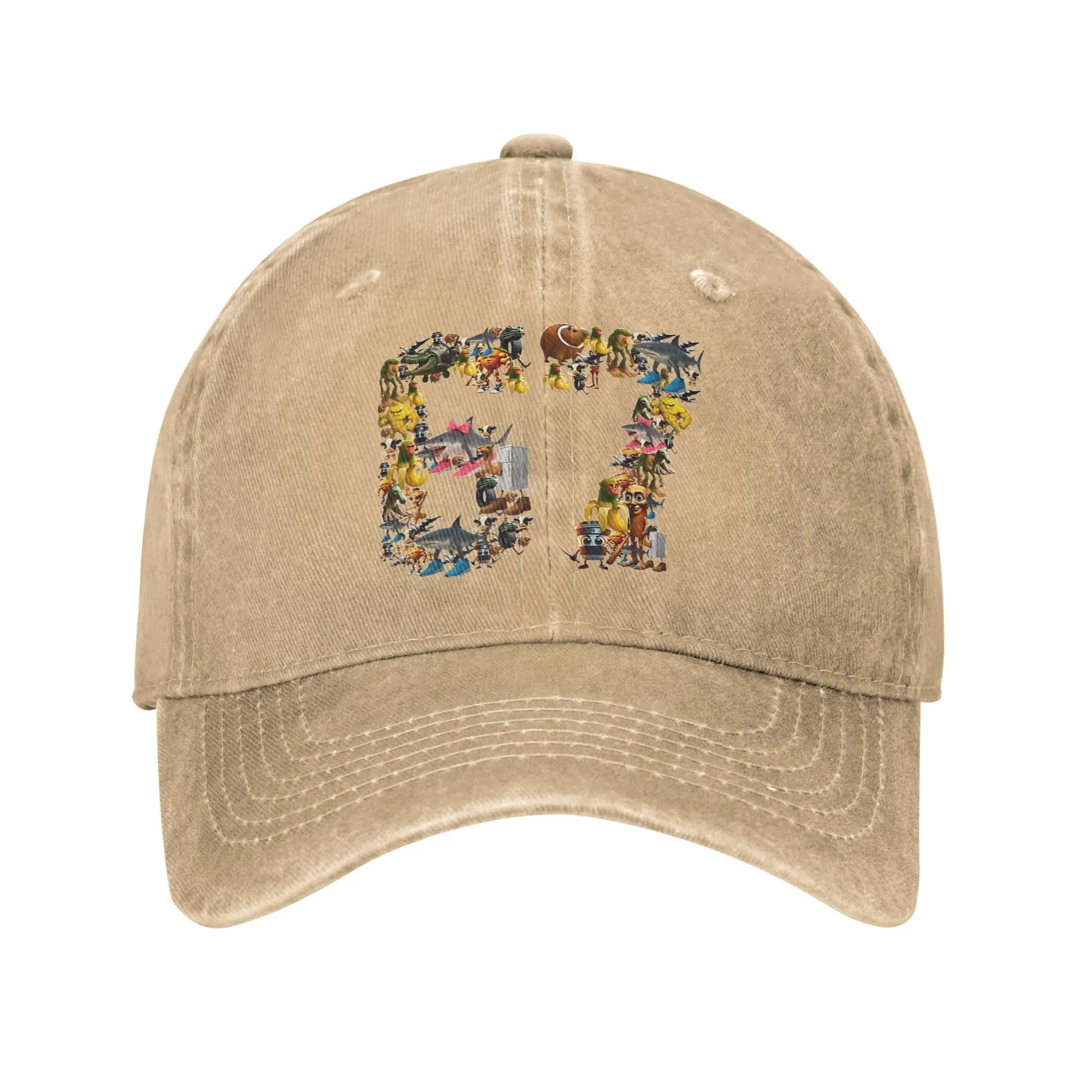 

67 Six Seven Birthday Meme Viral Italian Brainrot Unisex Style Baseball Cap Denim Washed Caps Hat Vintage Outdoor Soft Sun Cap