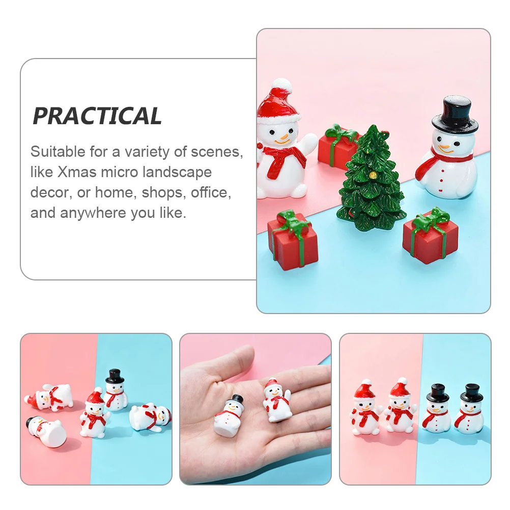 30 Pcs Mini Snowman Resin Ornaments Lovely Miniature Toys Model Christmas Tiny Figures Landscaping Figurine Child Tree