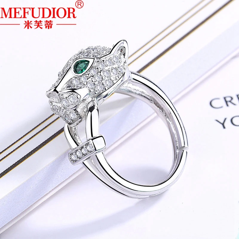 S925 Sterling Silver Leopard Head Ring Full Diamond Brilliant Moissanite Leopard Band for Women Men Luxury Hiphop Jewellry Gifts