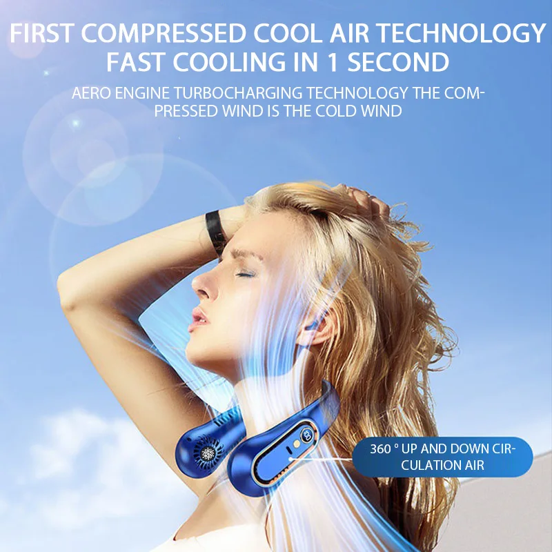 Hanging Neck Fan Digital Display Power Ventilador Bladeless Neckband Fan Portable Mini Air Cooler USB Rechargeable Electric Fans image 6