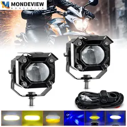 MONDEVIEW S22 Bifocal Motorcycle Large Lens Angel Eye LED Spotlight 22000LM High Brightness 220W High Power Automotive Headlamps