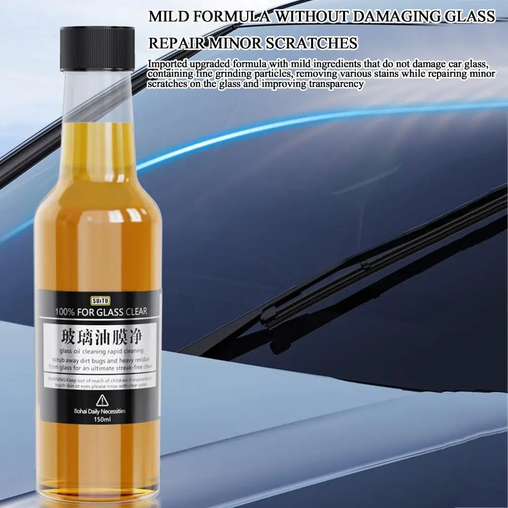 

150ml Car Glass Oil Film Cleaner Deep Cleaning Polishing Glass Oil Film Removing Car Windshield Rearview Mirror Car Dust Cleaner