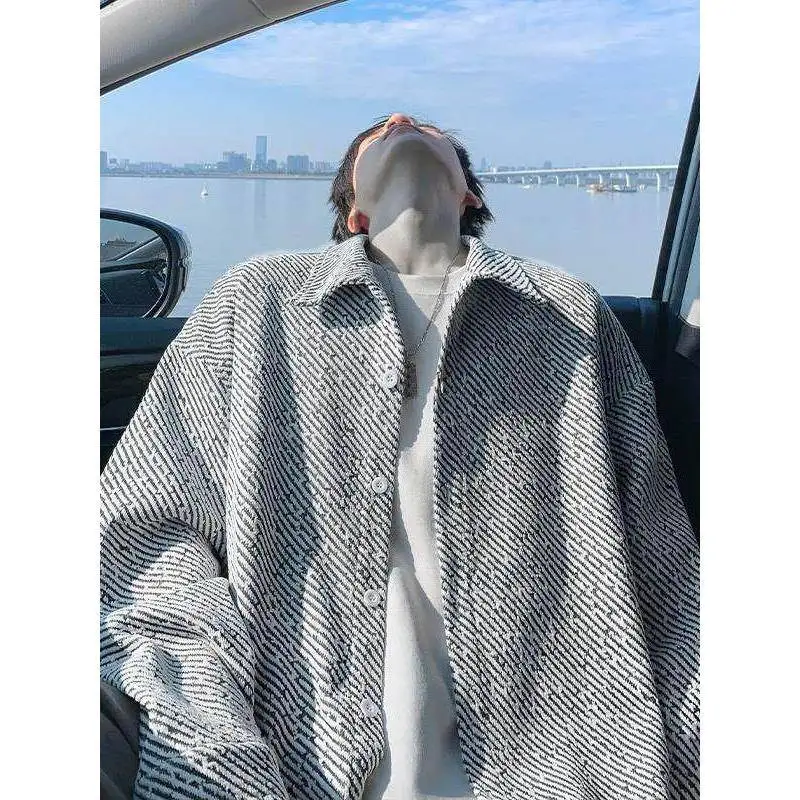 

Fall Winter Men's Jaet 2025 New Heavyweight a Ni Er Loose Lapel irt Large Size Outerwear Luxury Sle Polyester Fiber