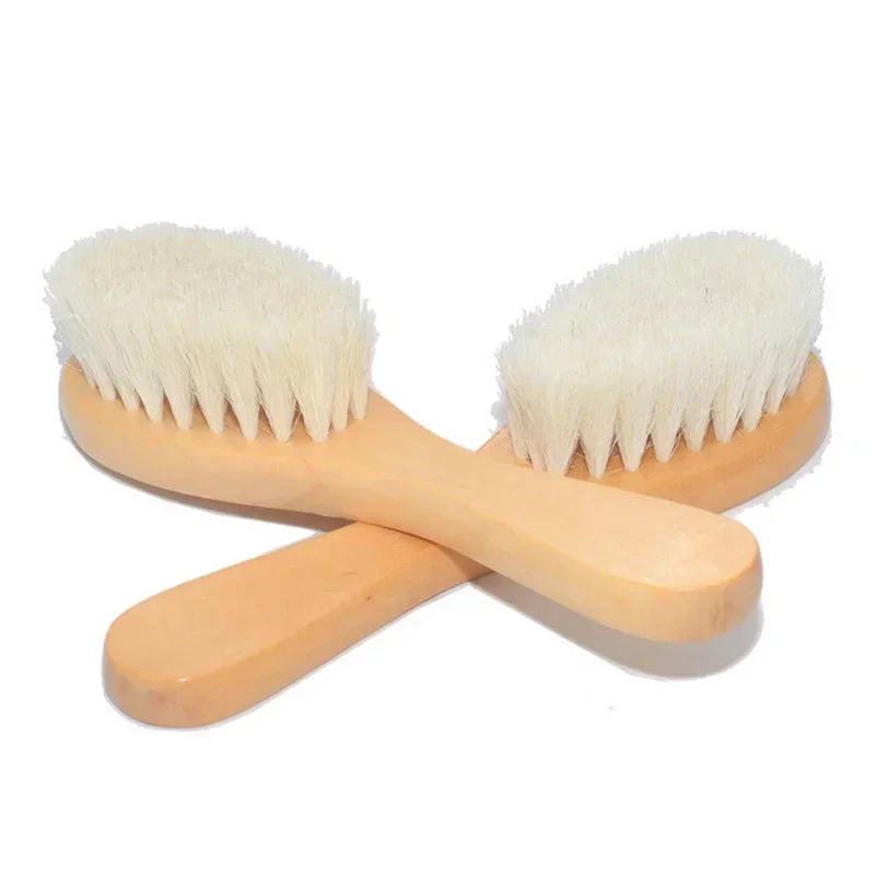 New Baby Care Pure Natural Wool Baby Wooden Brush Comb Brush Baby Hairbrush Newborn Hair Brush Infant Comb Head Massager