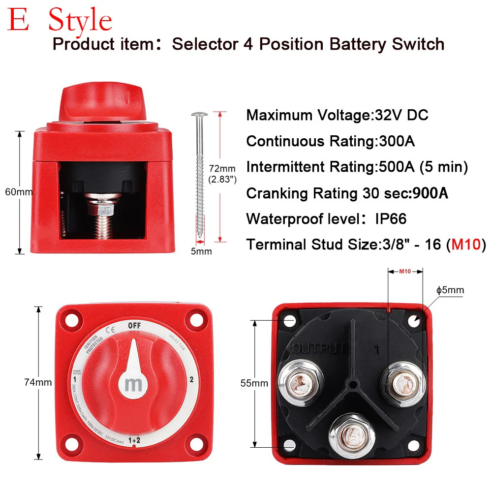 2 3 4 Positionen Massenschalter für 12V Batterie, 12V Batterietrenner, Kupplung, Drehschalter für Wohnmobil, LKW, Boot, 300tdi – Detail 5