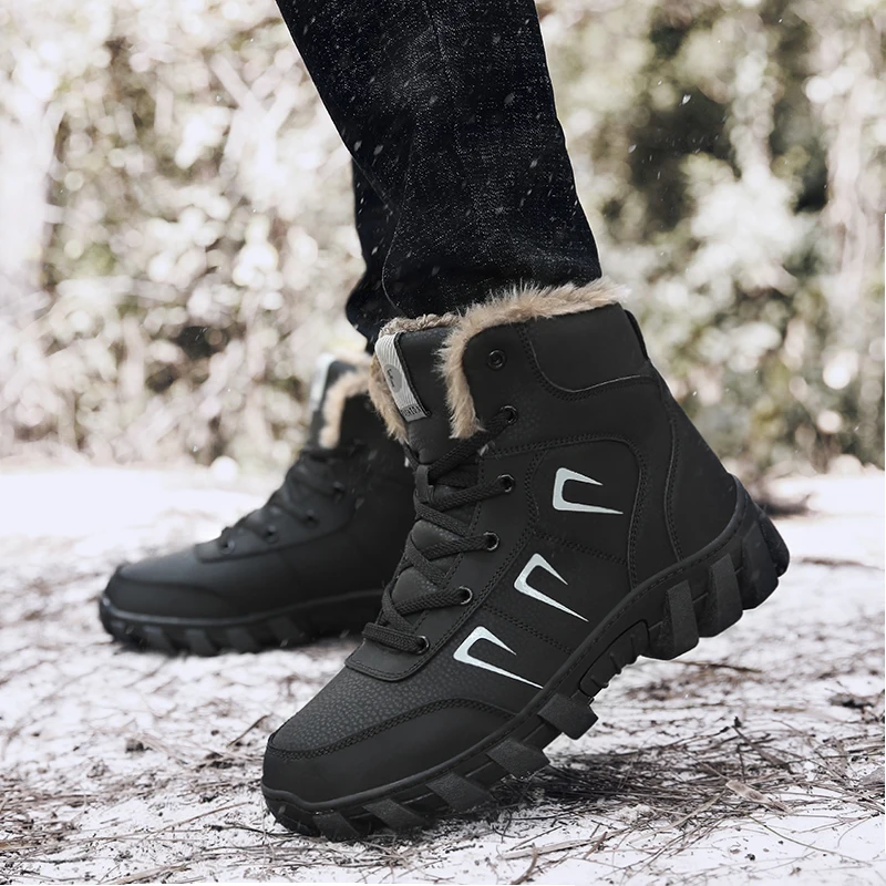 Winter Plus Velvet Warm Anti-slip Fishing Shoes Men Outdoor Mountaineering Camping Sneakers Wear-resisting Hiking Shoes