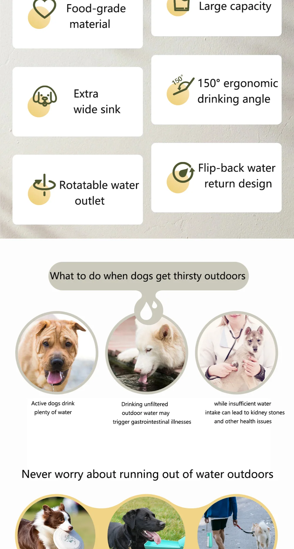 Portable Foldable Dog Water Bottle Leak Proof Large Capacity Pet Water Dispenser for Dogs Cats Outdoor Walking Travel Supplies