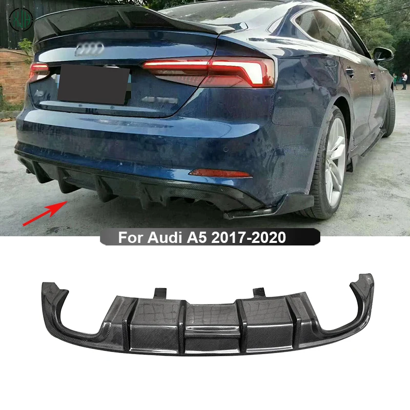 Carbon Fiber For Audi A5 2017-2020 Regular 4 Door Car Rear Bumper Lip Diffuser Spoiler Parts Car Accessories