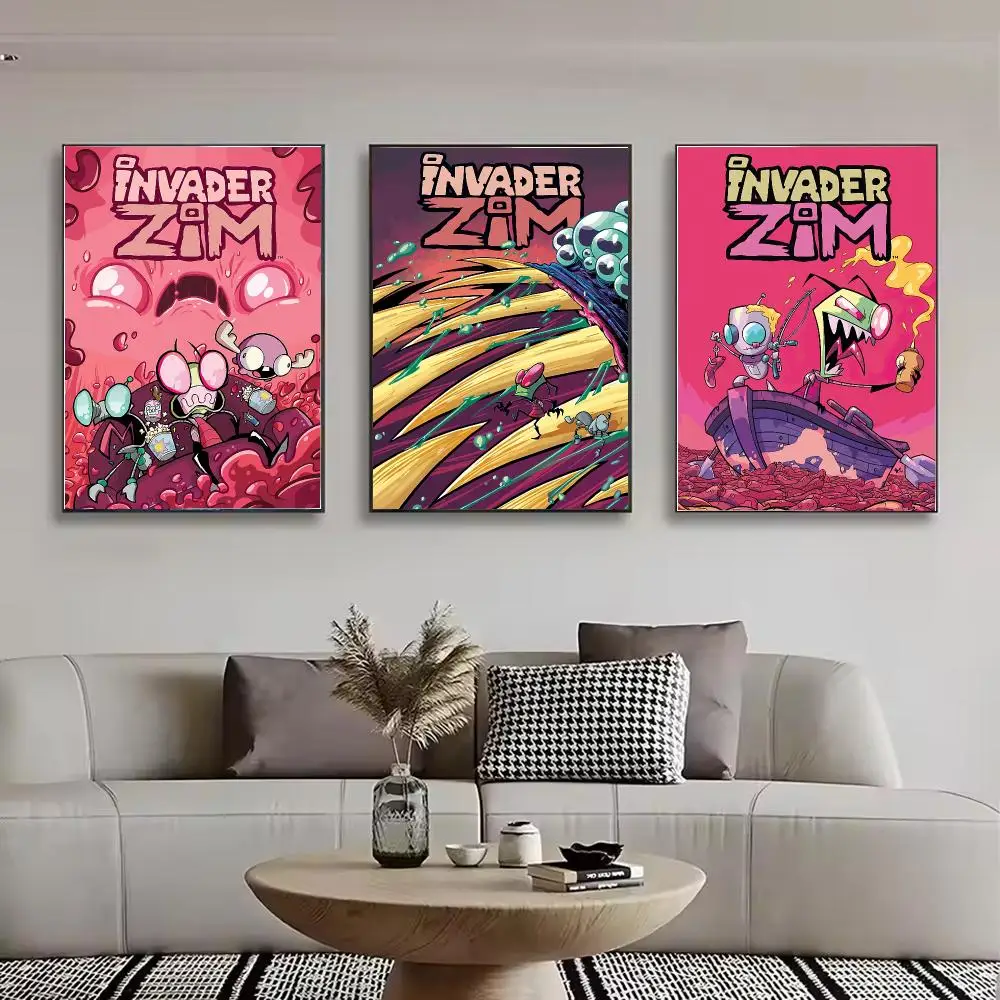 I-Invader Z-Zim Painting Calligraphy Stylish Canvas Poster Wall Art for Bedroom Living Room Study Home Decor Gift