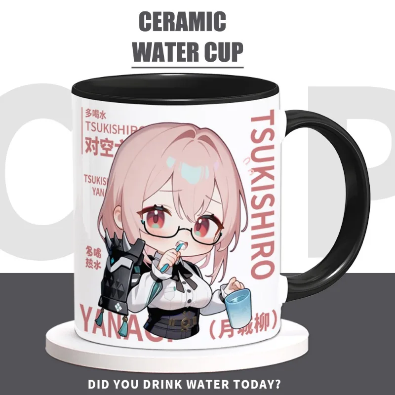 Zenless Zone Zero Anime-Spiel Cos Tsukishiro Yanagi 2025, Unisex, 9,5 x 8 cm, Cartoon, niedlich, hohes Aussehen, Keramik-Wasserbecher, Geschenk