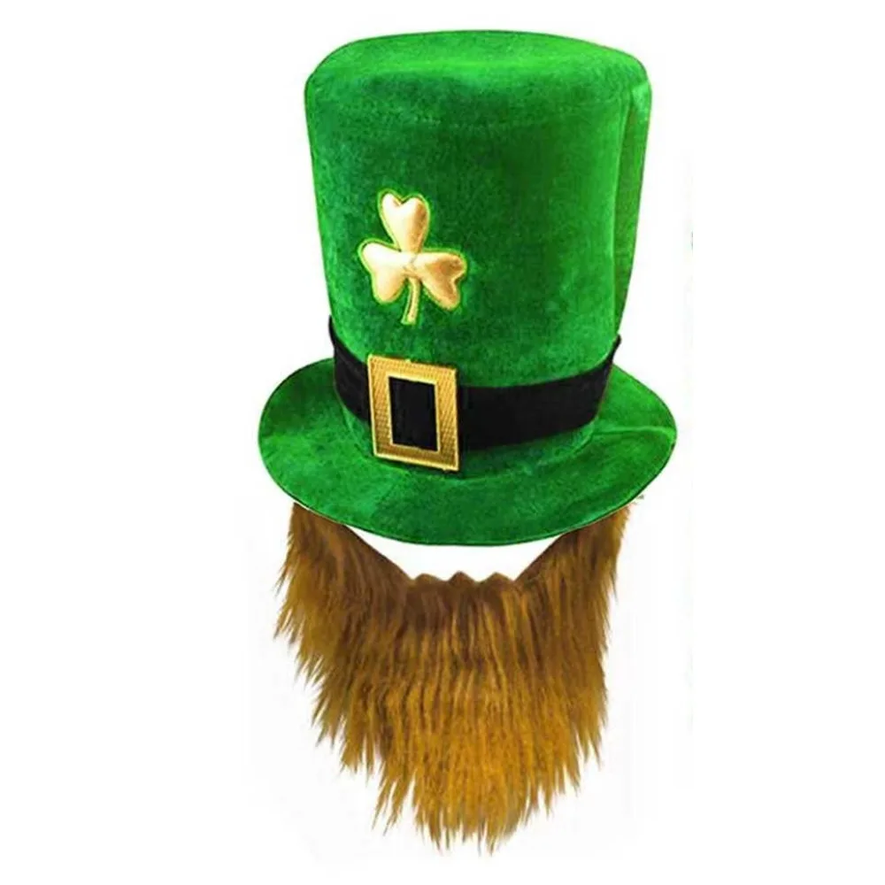 Lucky St. Patrick’s Day Costume Accessories:Leprechaun Hat, Beard, Shamrock Beads, Glasses, Wristbands Bow Tie Festive Irish Set