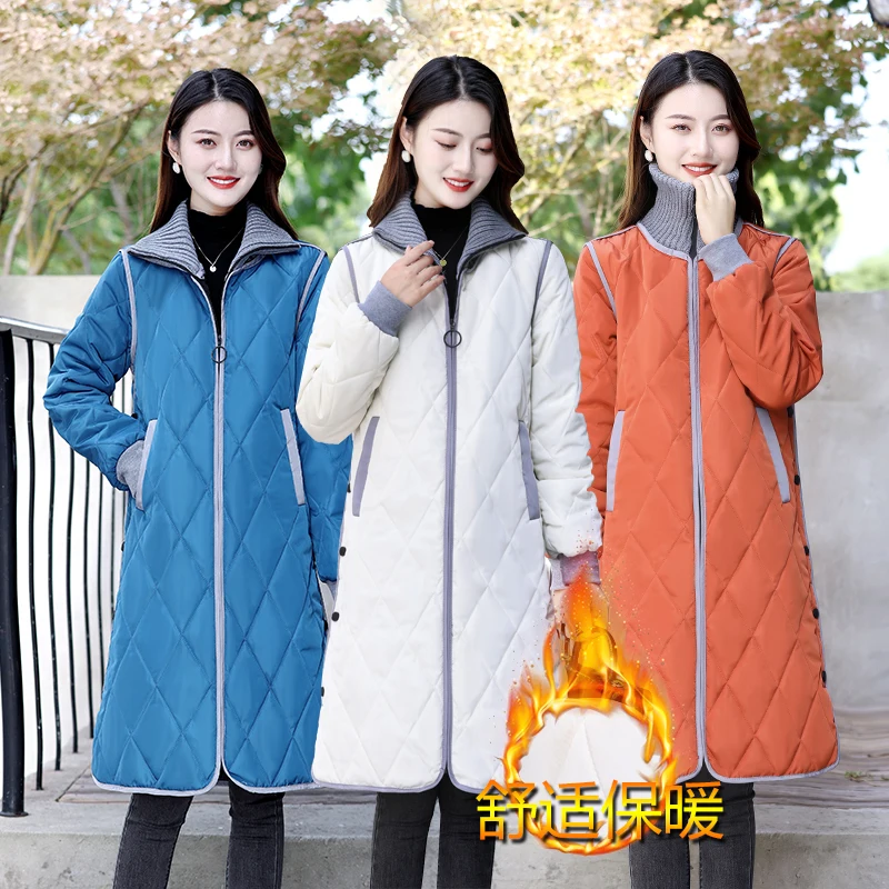 Fashion Women Spring Autumn Long Padded Clothing Female Down Cotton Jacket Slim Parkas Ladies Coats  Coat Mujer