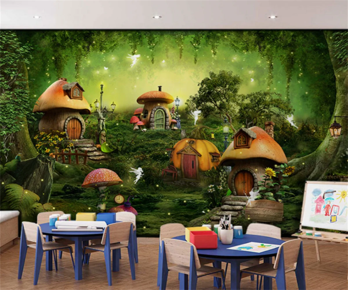 

beibehang Custom papel de parede modern new bedroom living room mushroom dream scene landscape painting background wallpaper