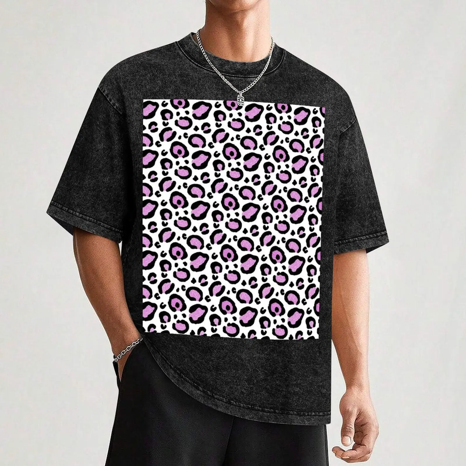 Glam Lavender Purple Leopard Print T-Shirt Vintage Style Printed Top