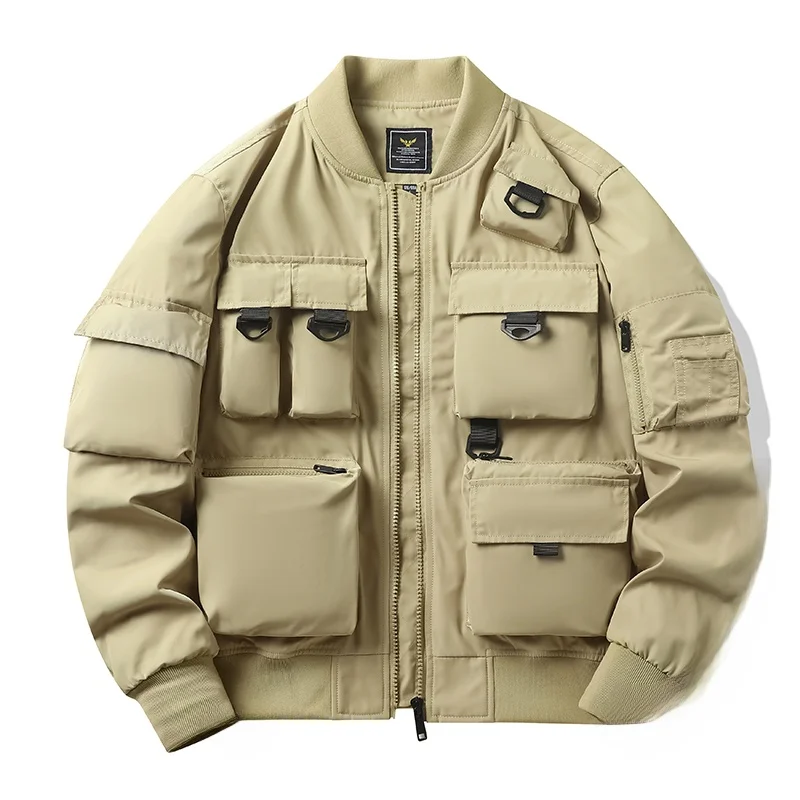 

Casual American Sle Baseball Jaet Men's Spring Autumn Loose Fit Couple's Faion Retro High-End Feeling Leisure Flight Ja...