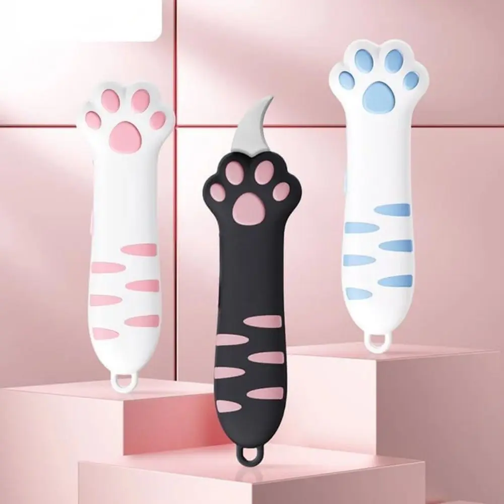 Portable Plastic Cat Paw Box Cutter Cartoon School Office Supplies Paper Cutting Tool Gift Opener