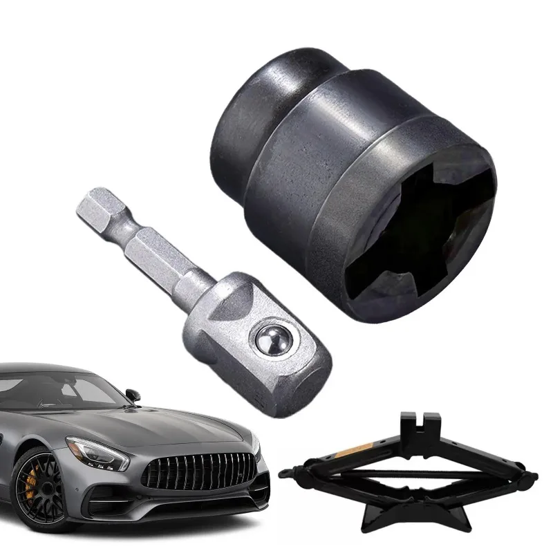 Universal Scissor Car Jack Adapter, Steel Drill Impact Wrench Adapter, RV Stabilizer Jack Disassembly Ball Joint Rod Tool