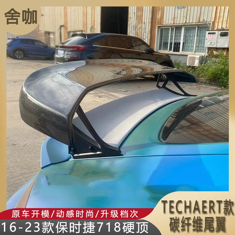 

Подходит для твердого верха CAYMAN Porsche 718 16-2023 года выпускается с задним крылом TECHAERT из углеродного волокна от Ca.