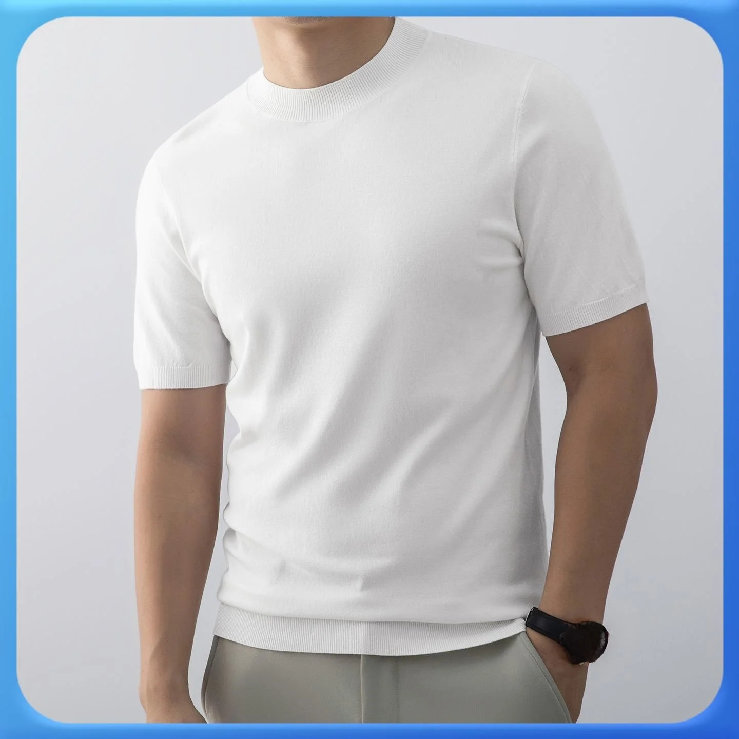 

Мужская круглая трикотажная футболка Ne ort Sve Basic Casual Sle Warmth Inner Wear Полиэфирное волокно Лето Осень Сезон