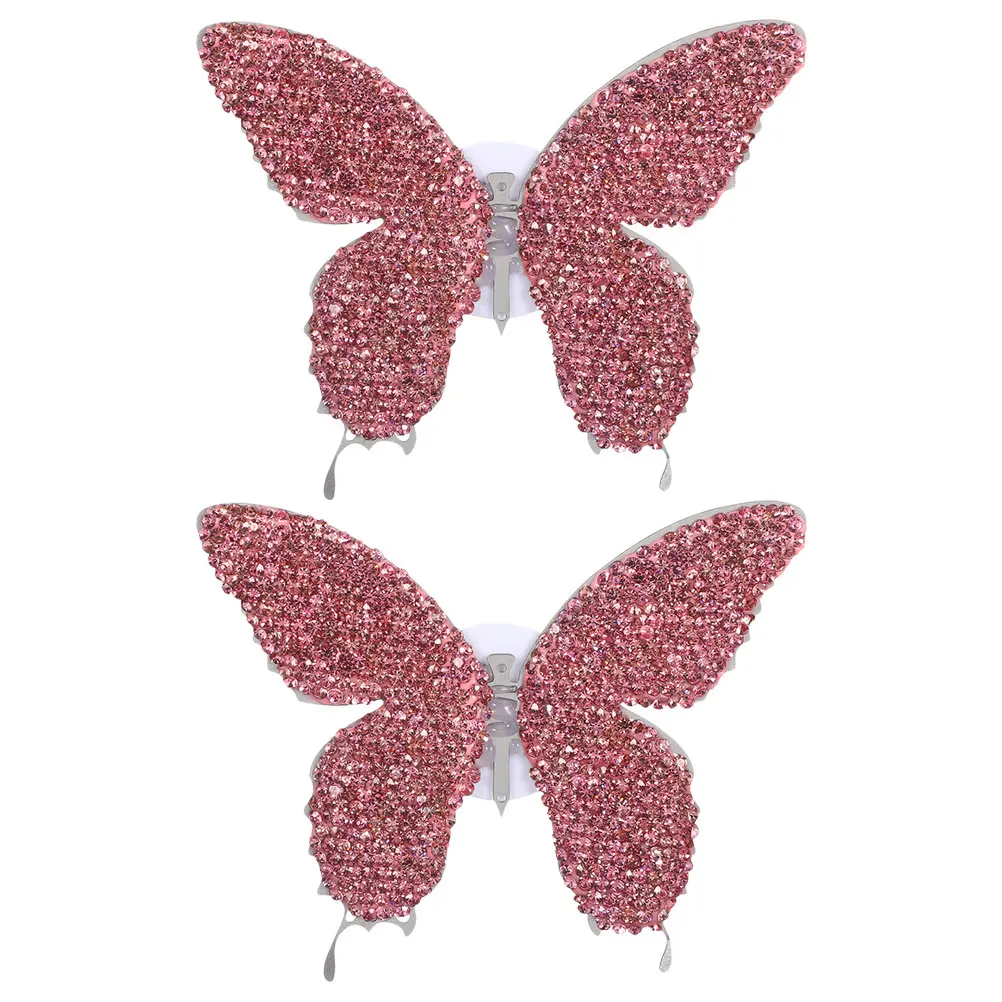

2pcs Car Vent Clips Rhinestone Butterfly Perfume Holder Aroma Ornament Fragrance Accessories Cute Car Air Freshener Long Scent