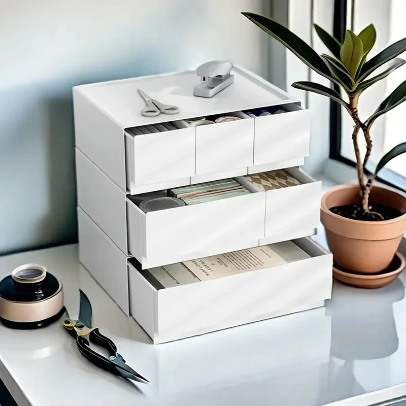 Drawer Storage Box Stackable Multi-functional Bedroom Desktop Organizer Simple Style Cosmetic Plastics Storage Box Home Supplies