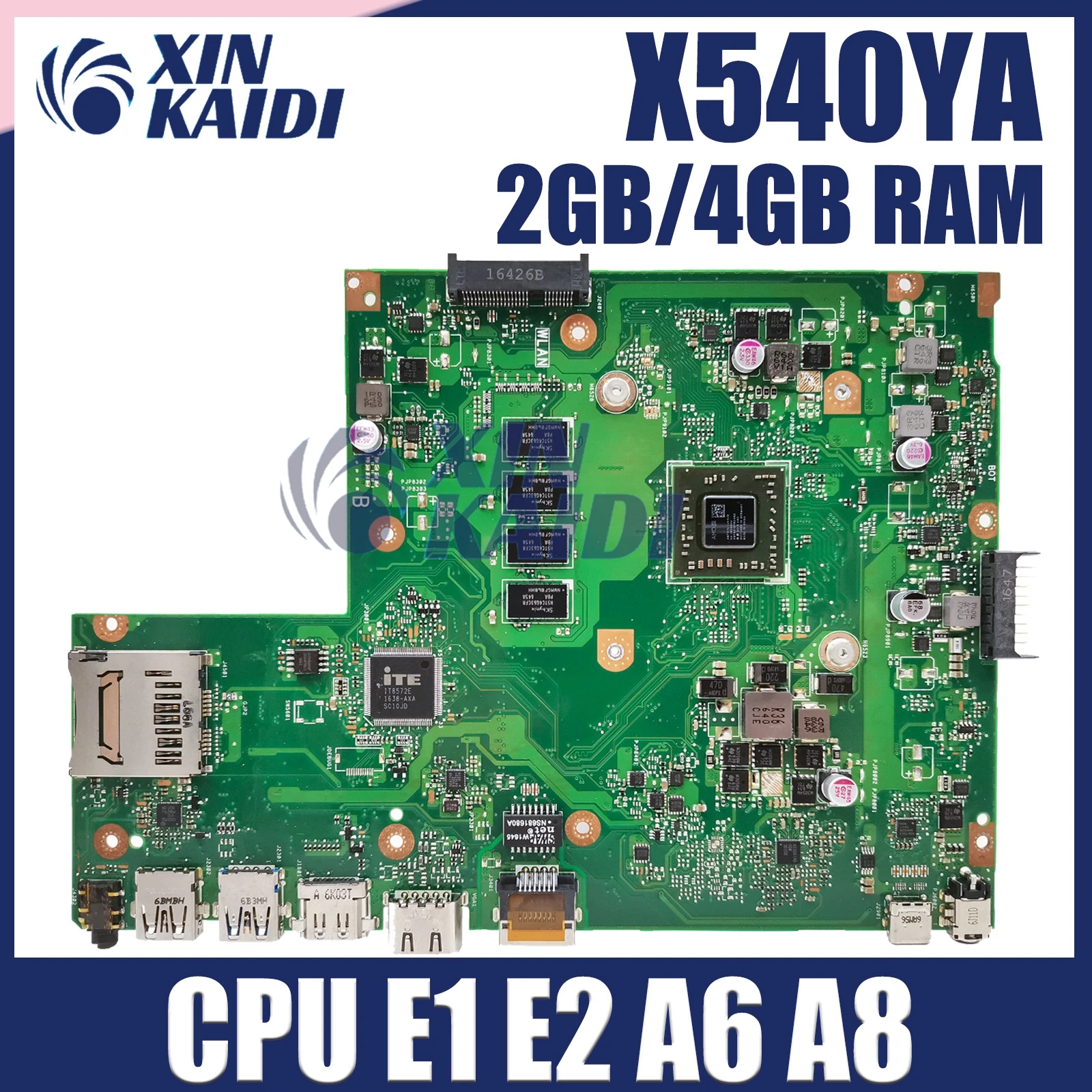 

X540YA Mainboard For ASUS Vivobook X540Y laptop motherboard With 2GB 4GB 8GB-RAM E1 E2 A6-7310 A8-7410U 100% Working Well