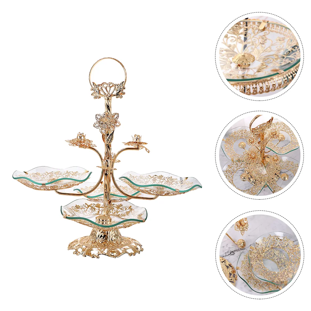 

Glass Fruit Bowl Trays Candy Plates Cupcake Stand Makeup Cupcakes Containers Food Desktop Delicate Serving Multi-layer