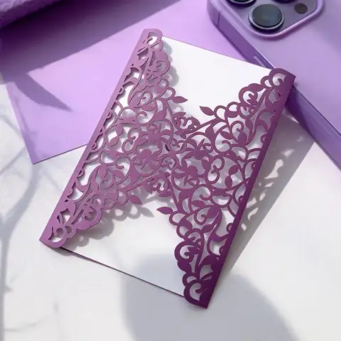 10pcs Custom Laser Cut Wedding Invitation Cover,Birthday Invite Card,Laser Cut Invitations for Party Gift Favor Decoration