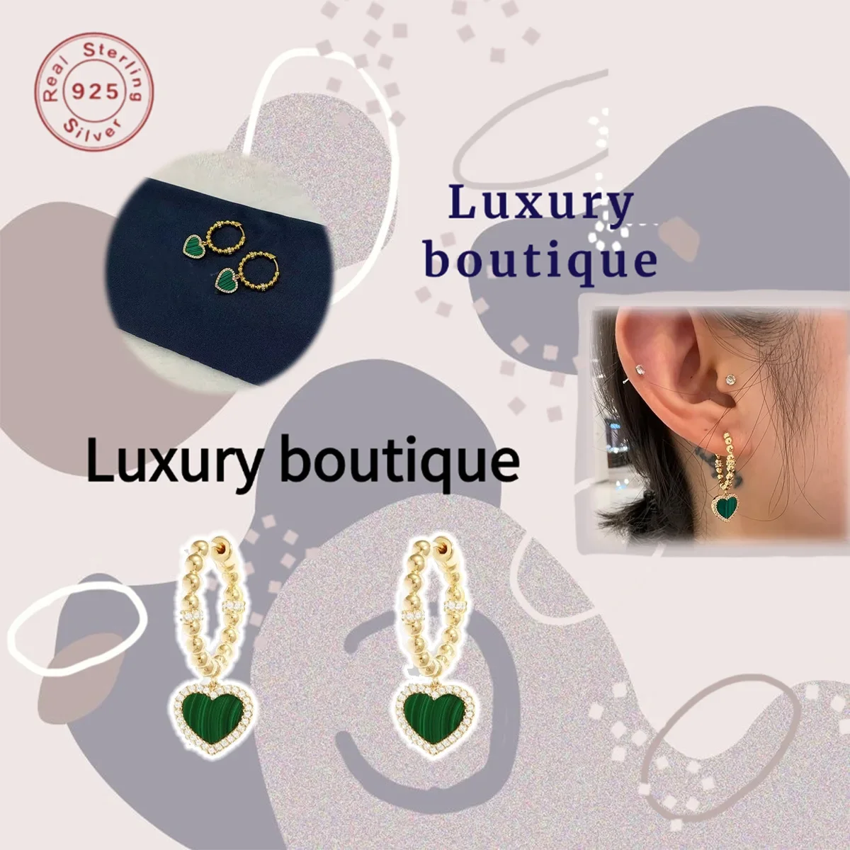

Pure silver S925 earrings, classic high-end heart-shaped temperament, popular Valentine's Day gift