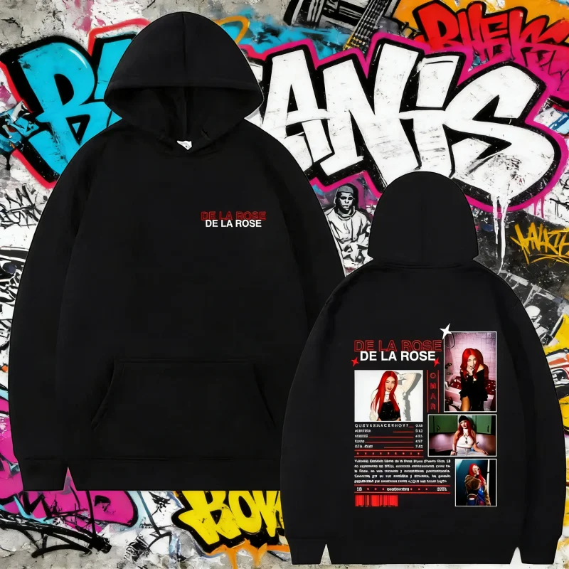 

Осень-зима 2024, толстовка с рисунком Singer De La Rose Album для мужчин и женщин, модная толстовка в стиле хип-хоп большого размера из 100% чистого хлопка с принтом