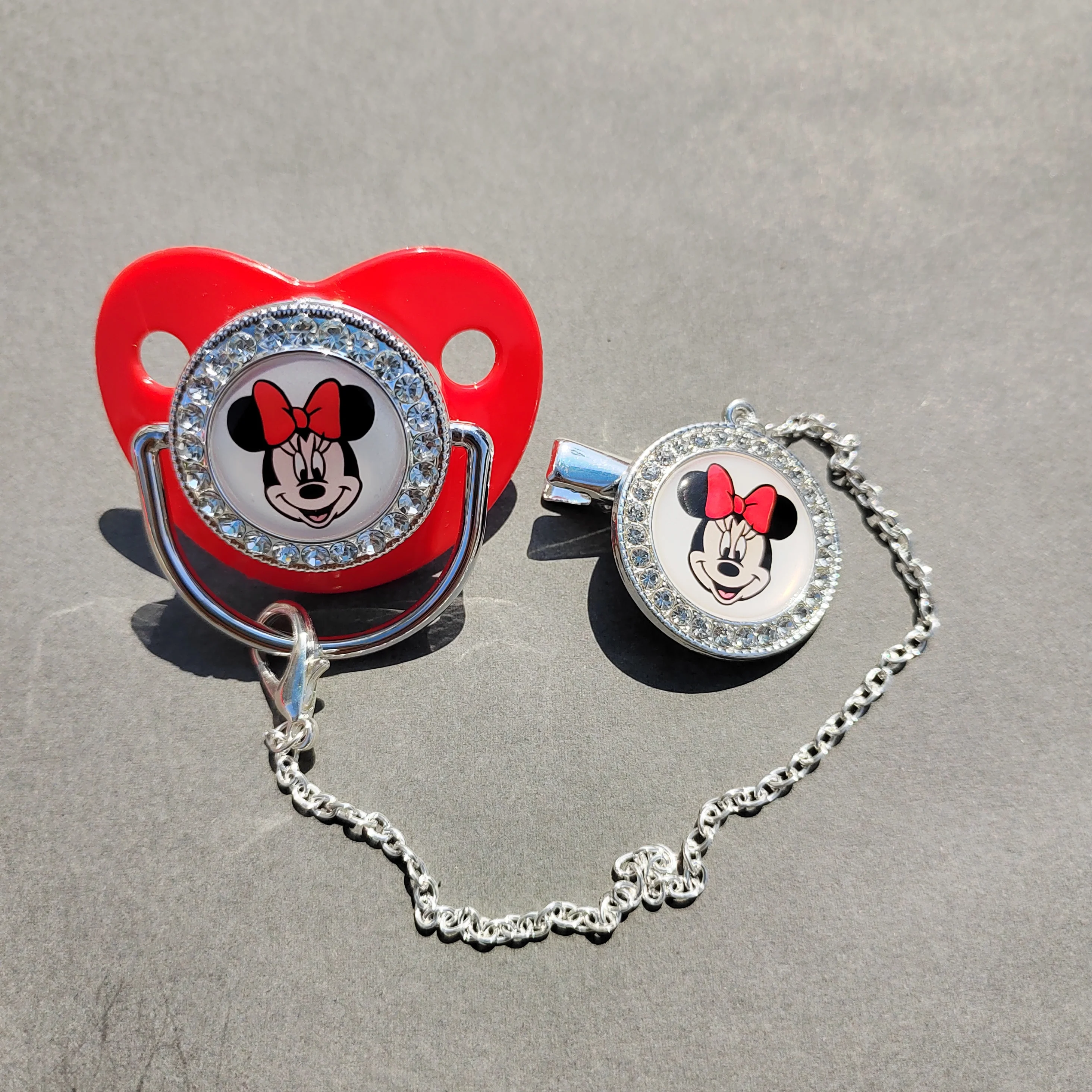 Disney Mickey Mouse headband Baby Pacifier with clip Bling BPA-free silicon fake nipples a unique gift for baby modeling shot