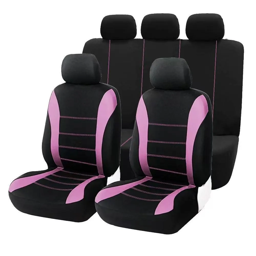 

9Pcs Waist Line Design Universal Car Seat Covers Full Set Stitched Cushion Protector for 5 Seats Vehicle