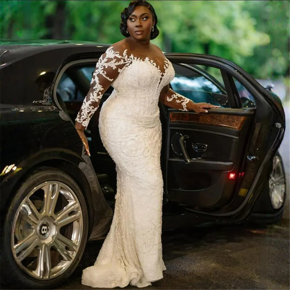 Customized Arabic Aso Ebi Mermaid Long Wedding Dresses Luxury Crystals Beads Bridal Gowns Detachable Train 2 In 1 Robe De Mariee