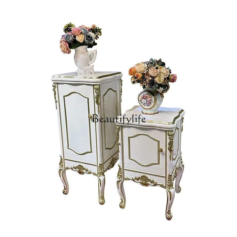 

Fasheng solid wood flower stand, European luxury living room carved rack locker