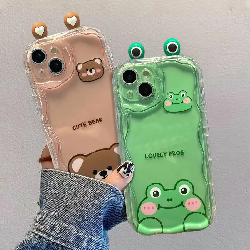 3D Frog Eyes Cat Ears Phone Case For Huawei Honor 90 Lite 5G P30 Mate 30 40 Pro P40 Nova 9 SE 10 SE 11 5T 7 Pro Wave Cover