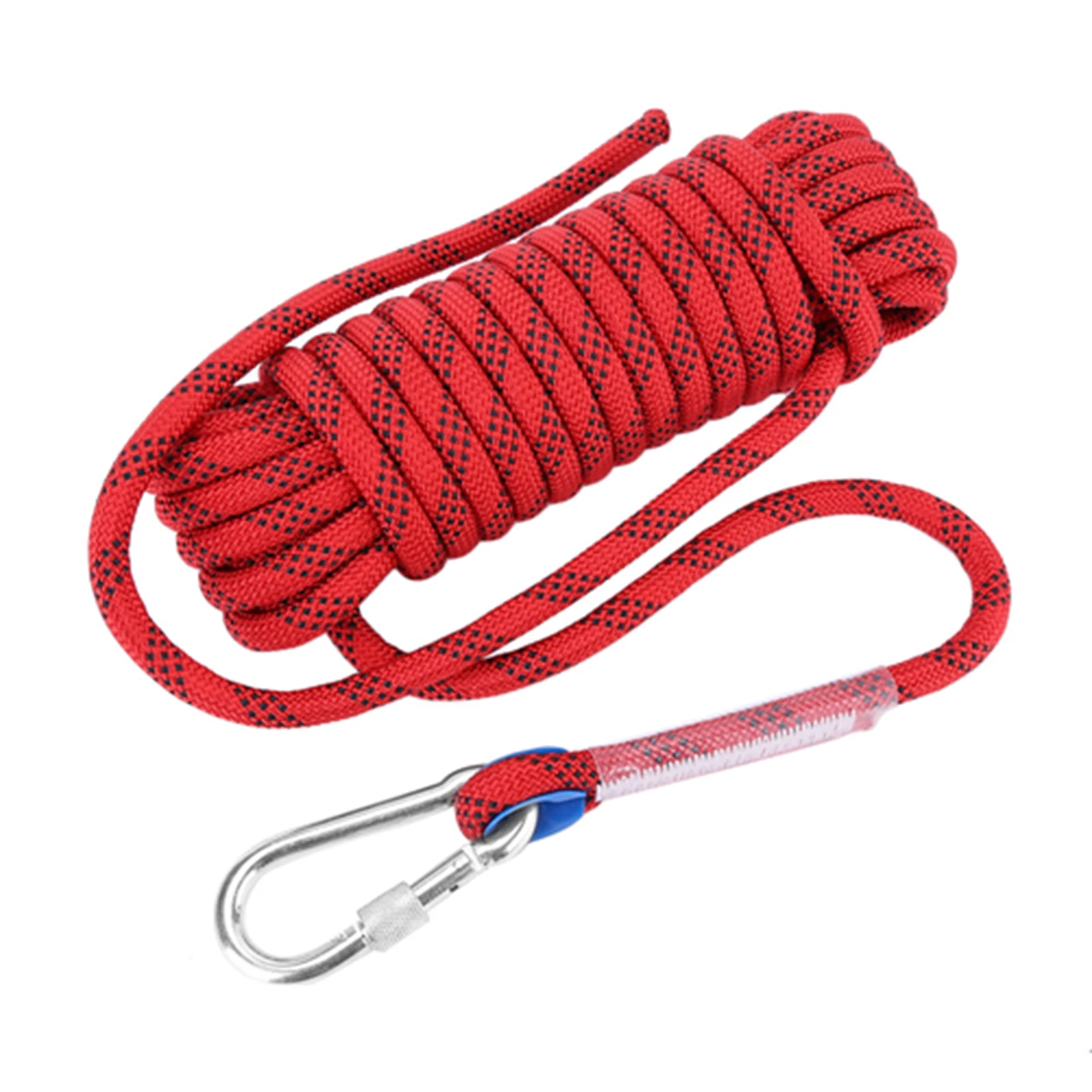 12mm Climbing Rope 10m Wear Resistant Anti-abrasion Polyester Lanyard With Carabiner Climbing Accessory