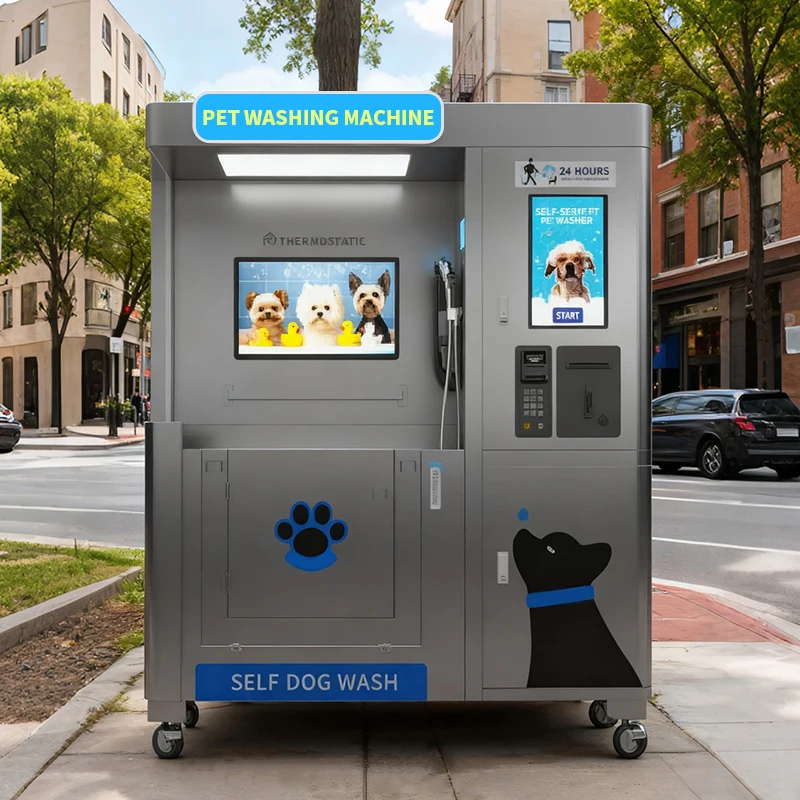 

Customized Semi Automatic Smart Dog Washing Vending Machine Self Service Touchscreen LED Display Wi Fi Network Commercial