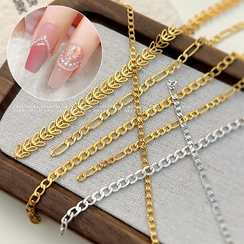 20/50 centimetri Catena di Metallo Unghie Artistiche Strass Oro/Argento Della Lega Della Vite Prigioniera Unghie artistiche Decorazioni Catene FAI DA TE Design Manicure Accessorio Dei Gioielli