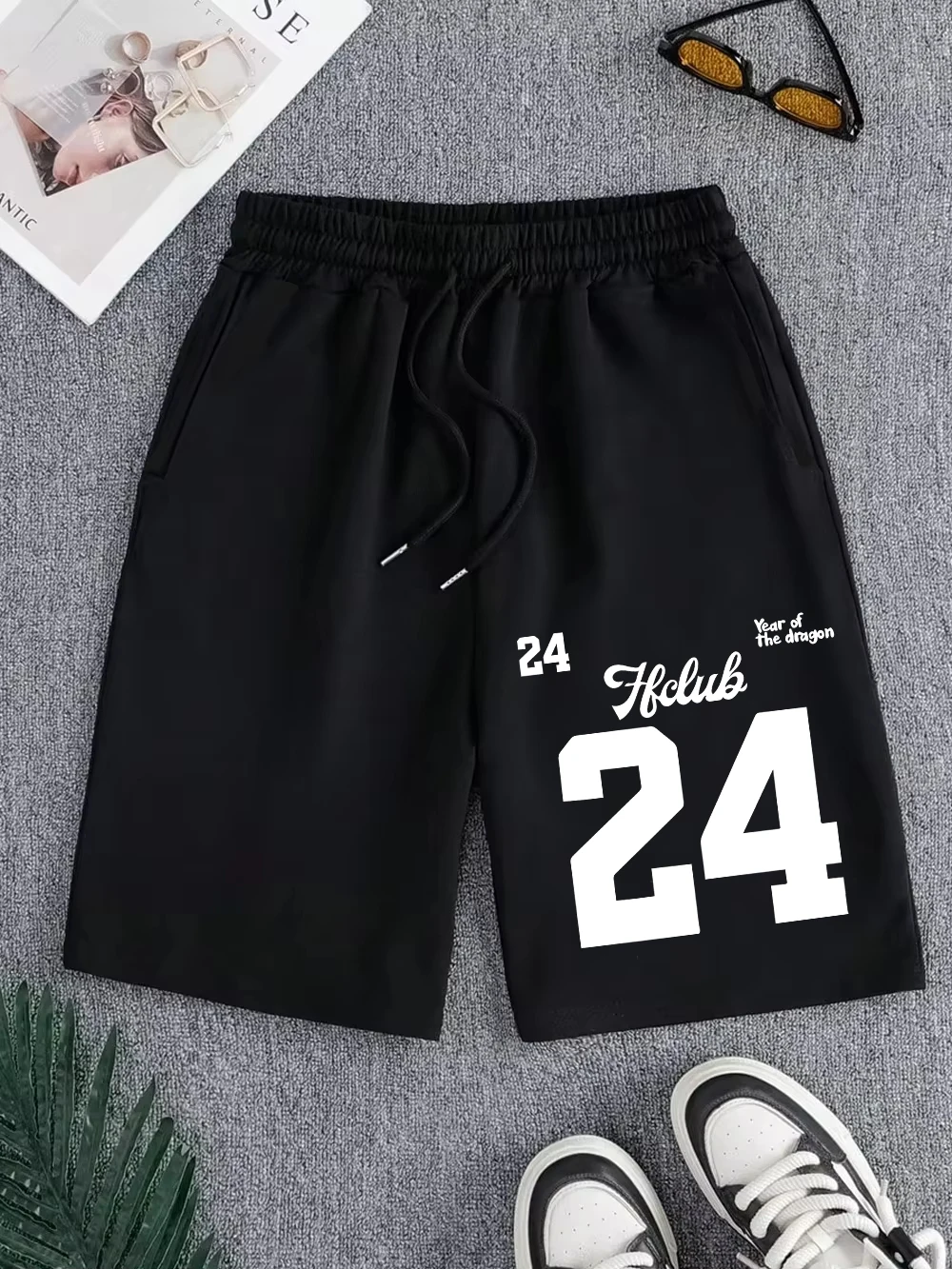 

Dragon Hclub 24 Printed Pants Mens Summer Oversized Wide Knee Length Shorts Jogging Pocket Shorts Basics High Waisted Clothes