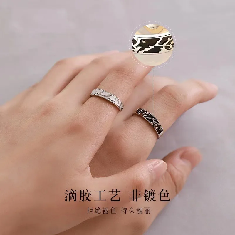 Buyee 925 Sterling Silver Couples Ring Sets Delicate Bird & Plum Blossom Patterns Ring for Women Men Fashion Fine Jewelry Circle