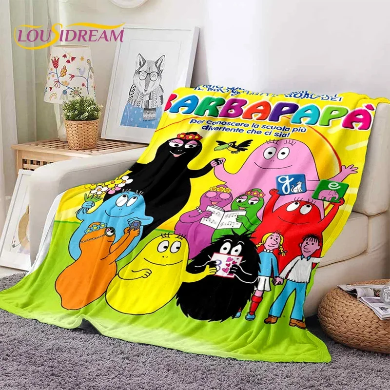 3D Cartoon Les Barbapapa Family Soft Blankets,Keep Warm Throw Blanket Comfortable Blanket for Picnic Beds Sofa Home Bedroom Kids