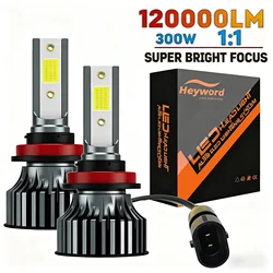 Heyword H8 H9 H11 Car Headlight H4 300W 120000LM LED Bulb car 9006 9005 H7 6500K DOB Styling Auto Headlamp Fog Light Bulbs