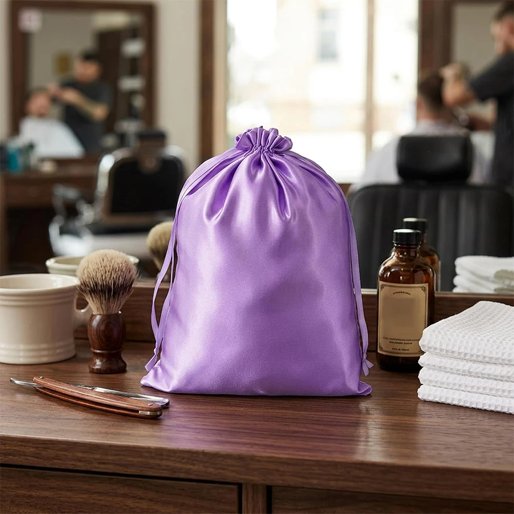 

6 Pcs Satin Wig Bags Set Drawstring Hair Wig Storage Bags Silk Protection for Wig Extensions Home Organization