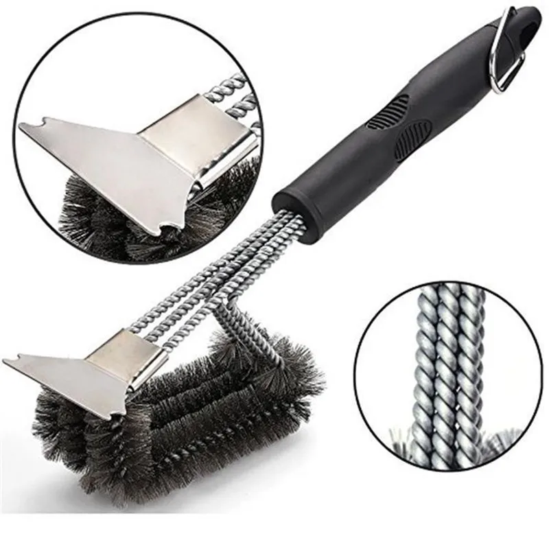 

Barbecue Accessories Cleaning Brushes Tool Grill BBQ Stainless Steel Bristles Non-stick Powerful Grilling Kitchen Brushes