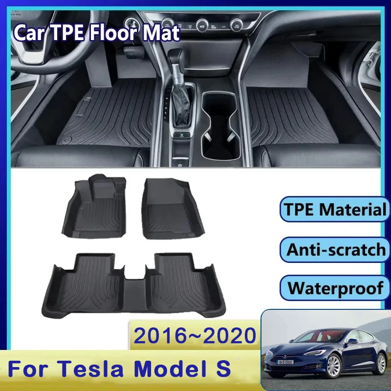 Car Floor Mat For Tesla Model S 2016 2007 2018 2019 2020 Luxury Waterproof Mud Carpet TPE Foot Pad Full Rug Tappeto Accessories