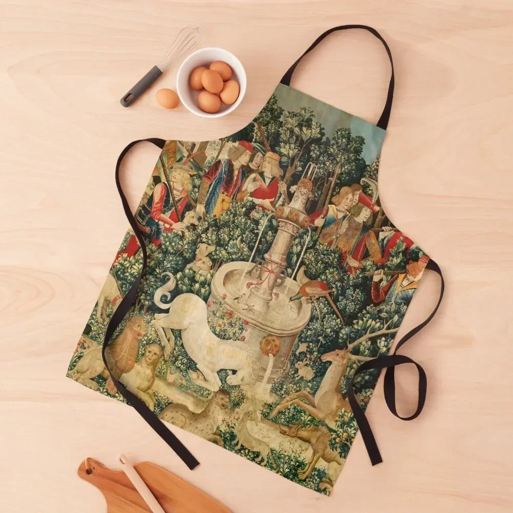 

UNICORN IS FOUND / Fountain,Other Animals,Green Floral Apron Salon for women halloween Apron