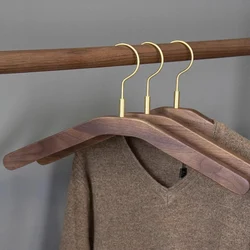 1pc Walnut Wood Hanger for Coat Brass Hook Retro Clothes Hangers Coat Suit Display Hanging Rack Home Wardrobe Organizer Hangers